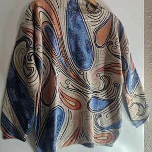 Artsy Sweater Top Womens Size LG Abstract Colorful Eclectic Wearing Art to Wear